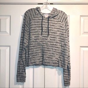 Cropped Striped Hoodie
